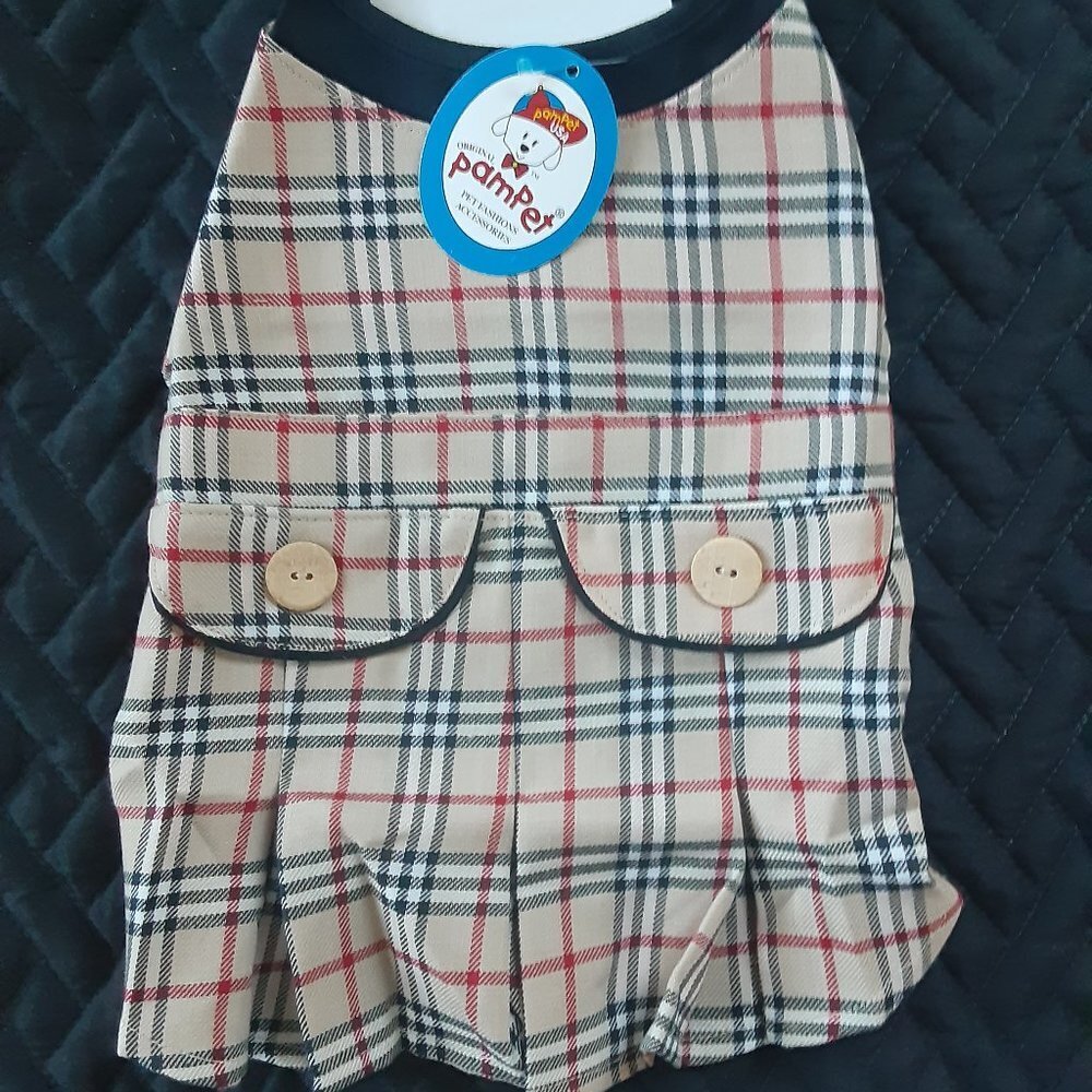 Tan Plaid Dog Dress For Small Dogs Size 4